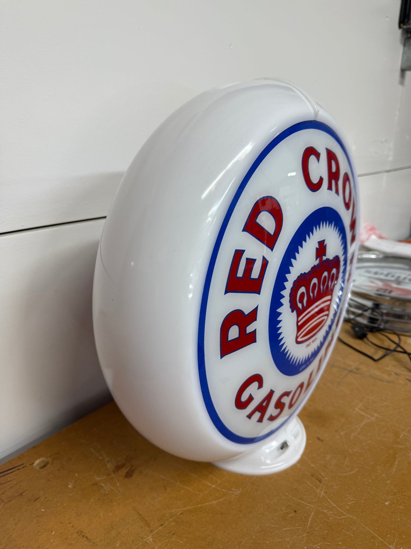 Red Crown Gas Pump Globe