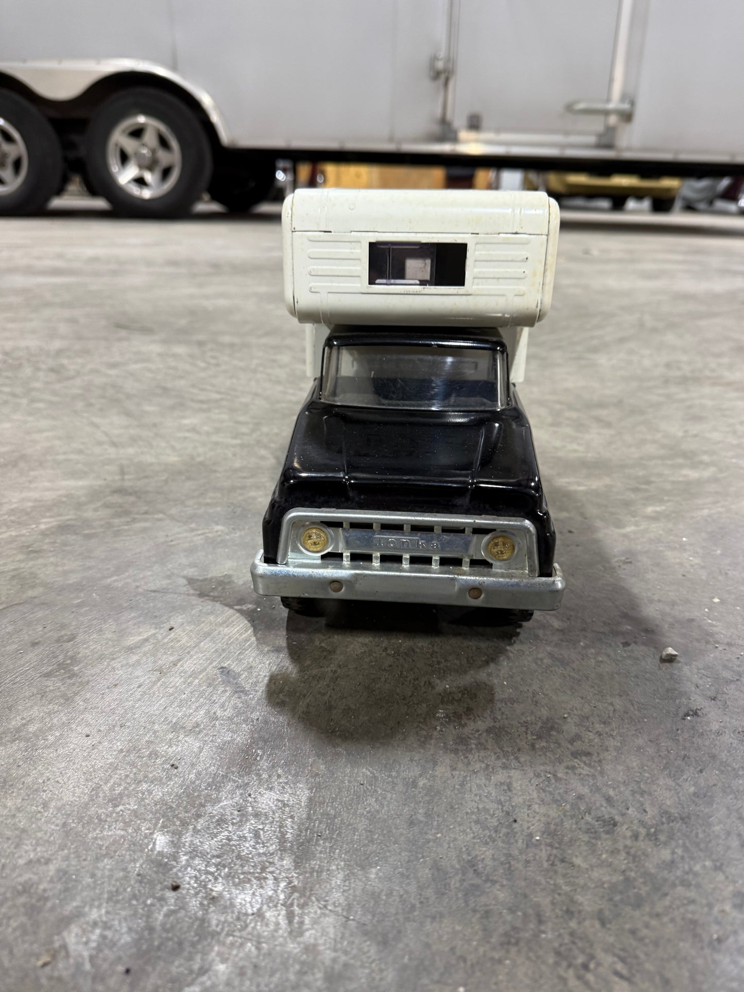 Tonka black and white Truck with Camper