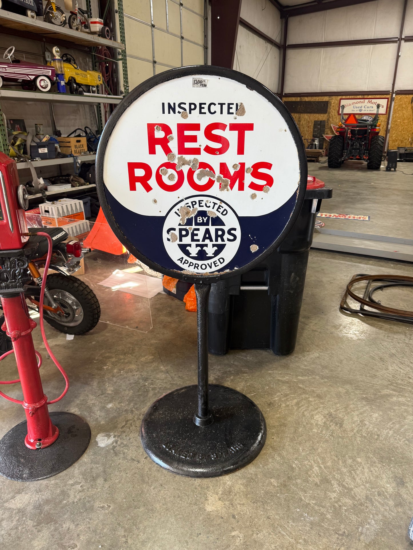 Inspected Restrooms Curb Sign with Base