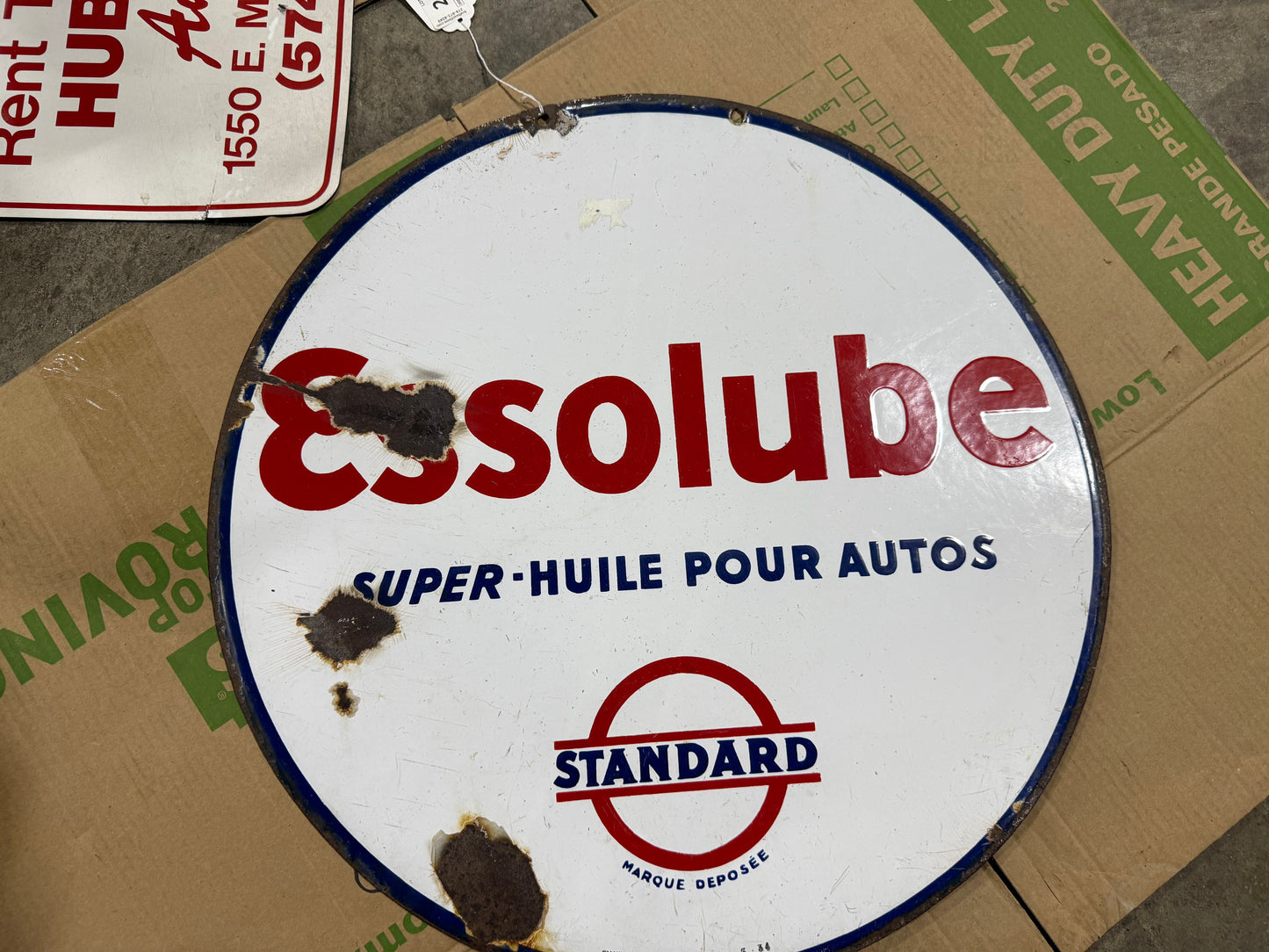 French Essolube automotive Oil DSP Advertising Sign - Vintage