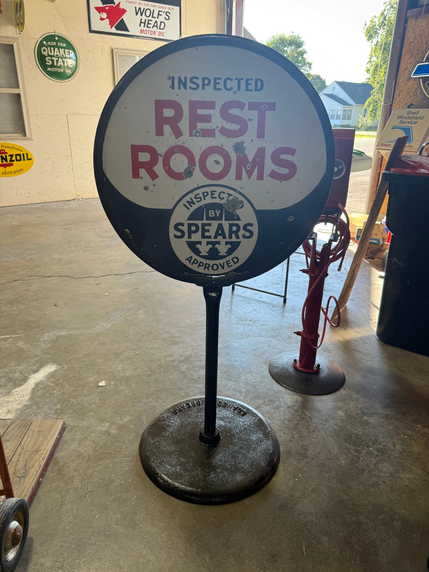 Inspected Restrooms Curb Sign with Base