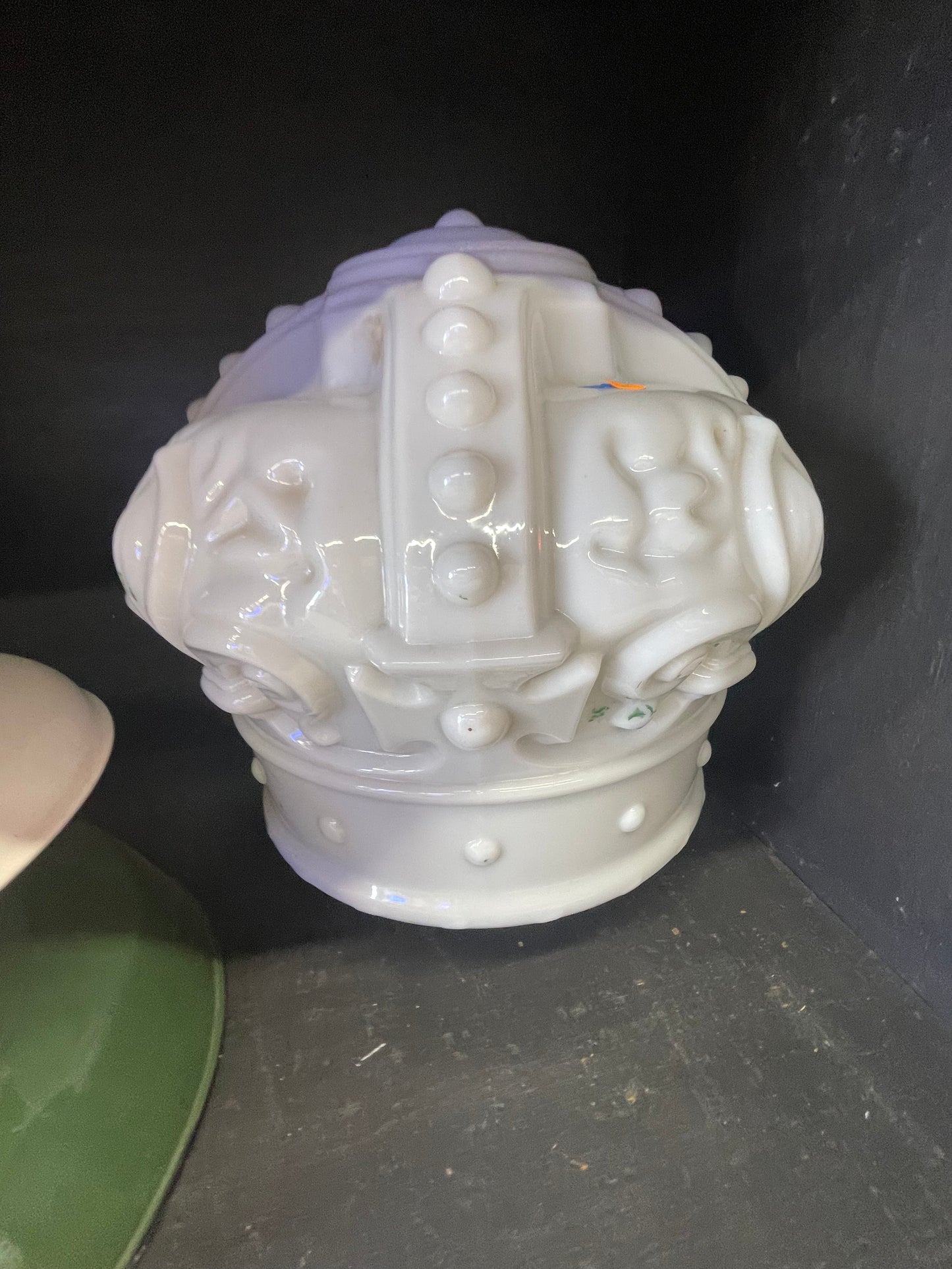 Standard Oil Crown Gas Pump Globe - Green/Milk Glass