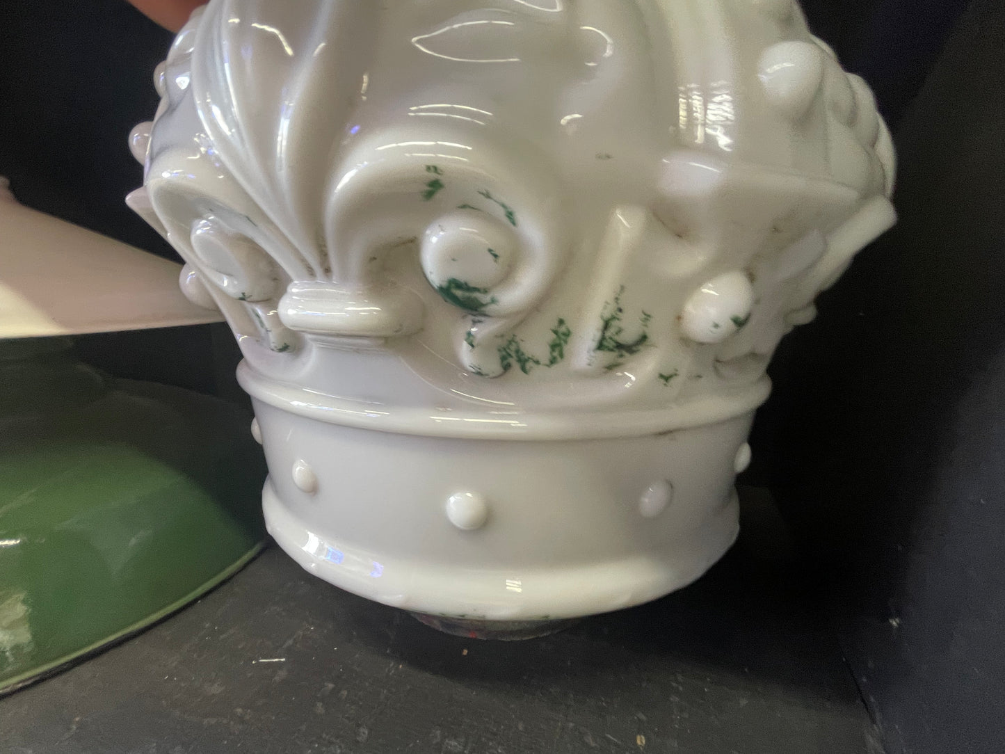 Standard Oil Crown Gas Pump Globe - Green/Milk Glass