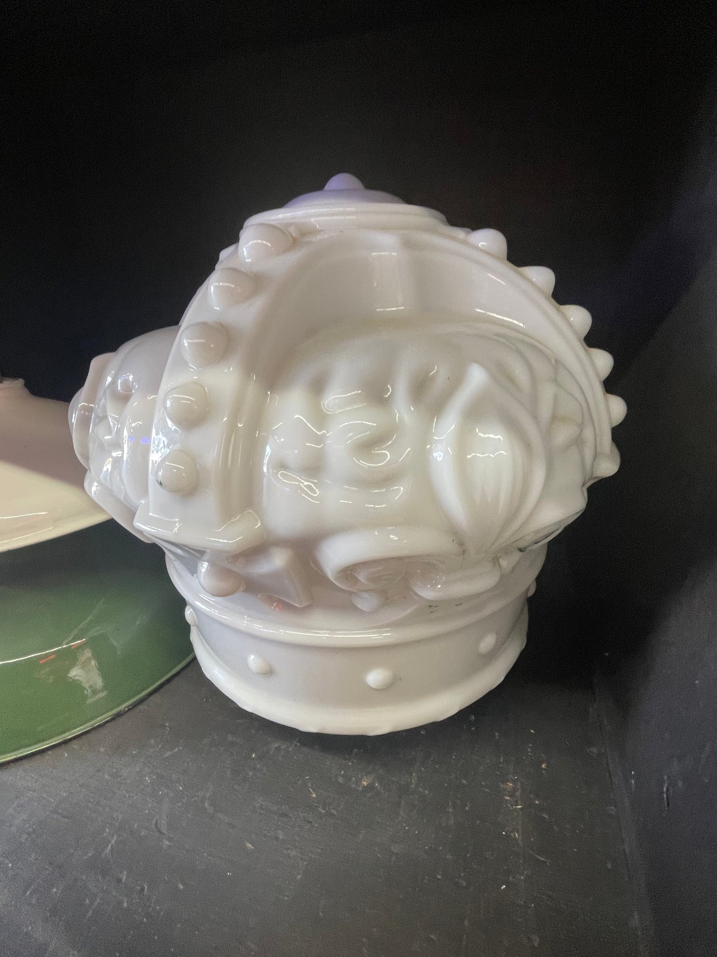 Standard Oil Crown Gas Pump Globe - Green/Milk Glass