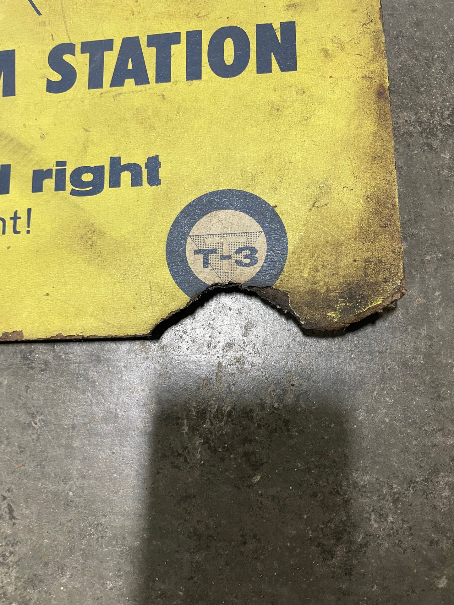 T-3 Headlight Aim Station Masonite Sign