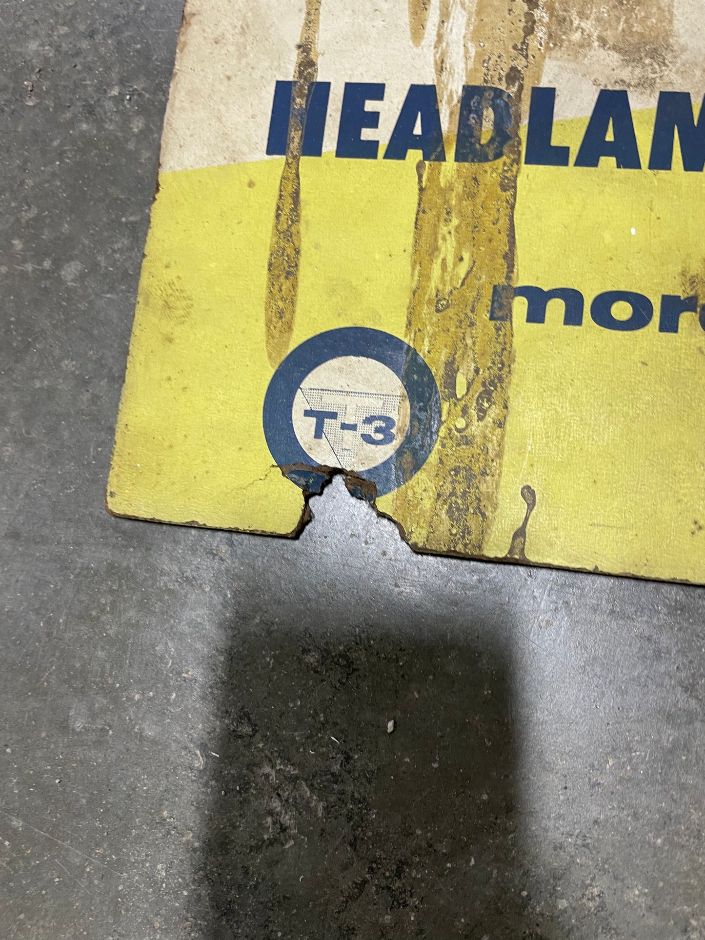T-3 Headlight Aim Station Masonite Sign