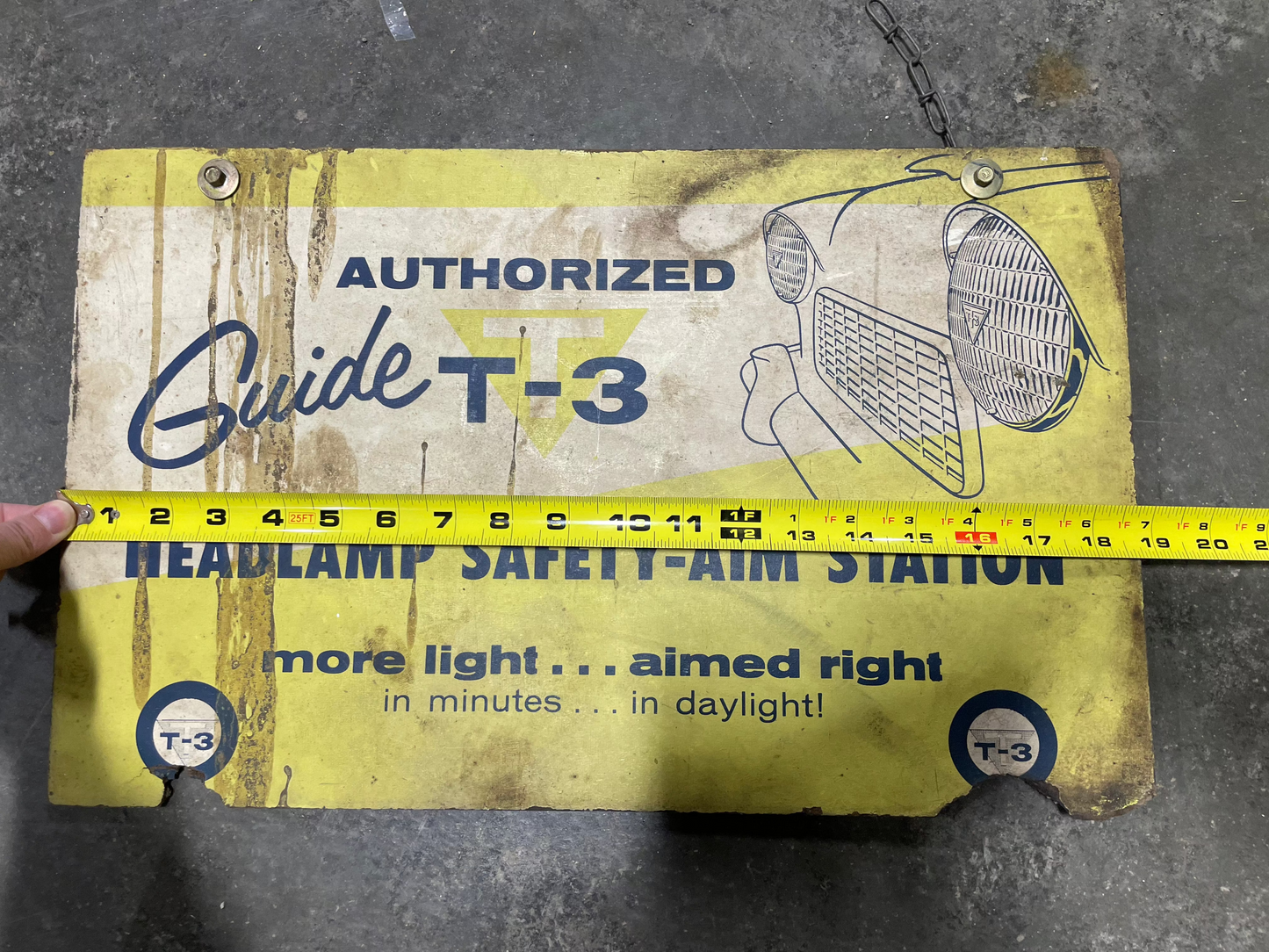 T-3 Headlight Aim Station Masonite Sign