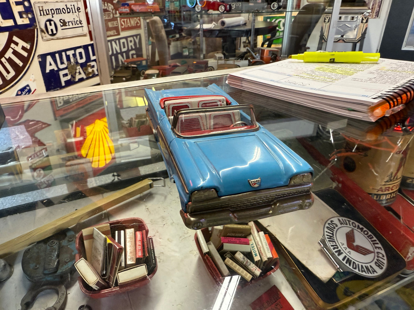 Ford Convertible Tin Car - Blue