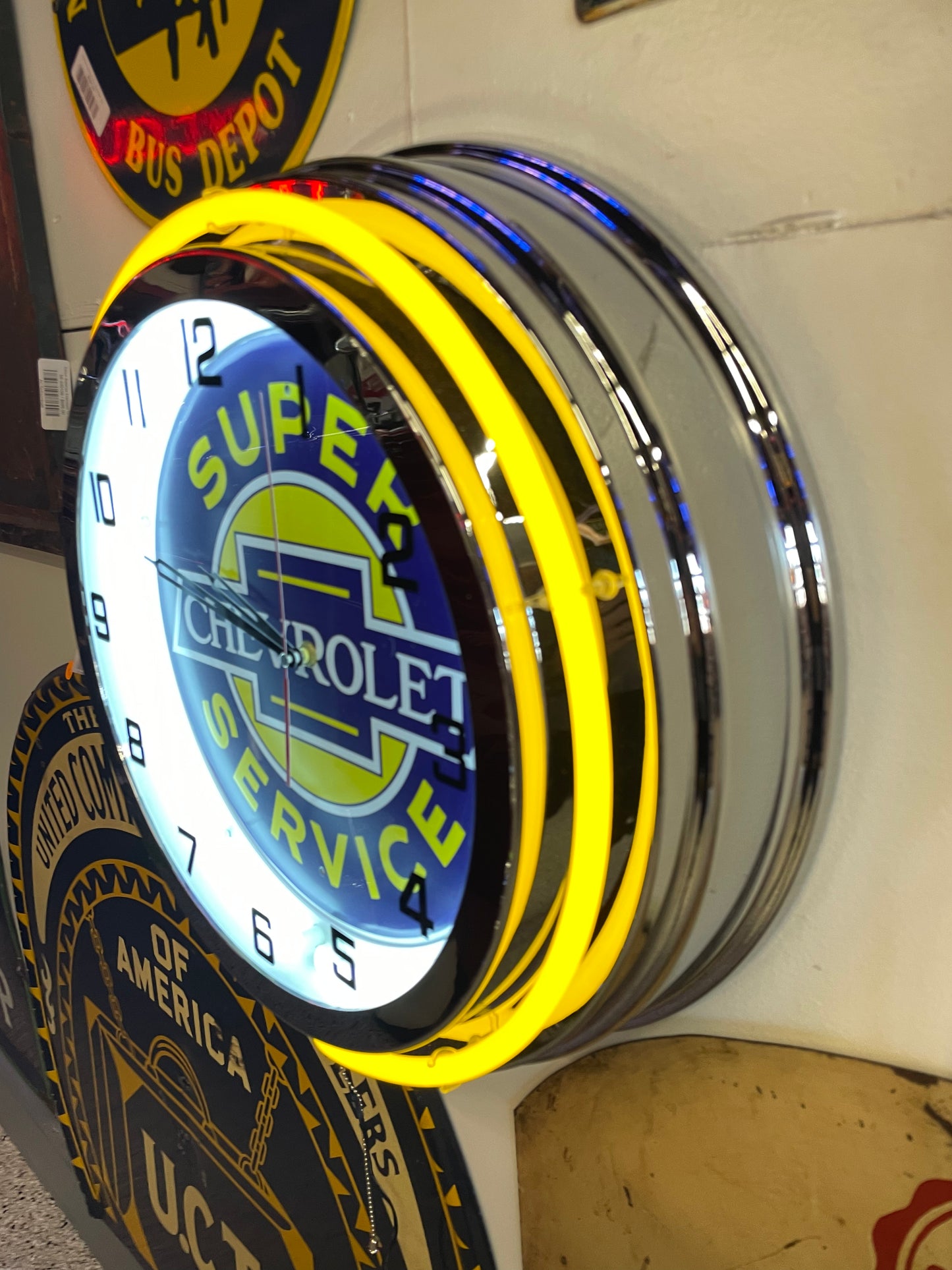 Super Chevy Yellow Custom Neon Clock