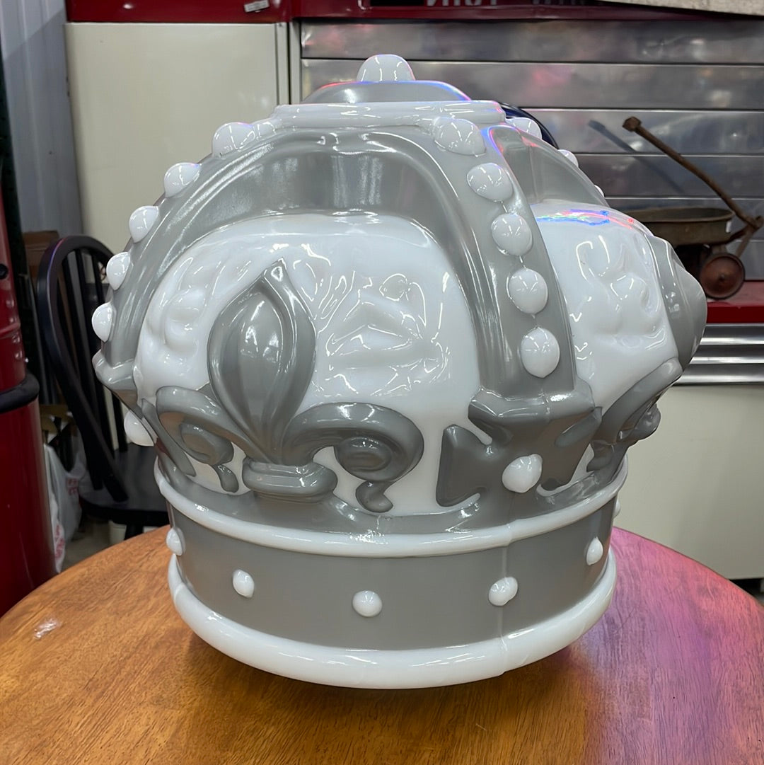 Standard Oil Crown Gas Pump Globe - Silver/Milk Glass