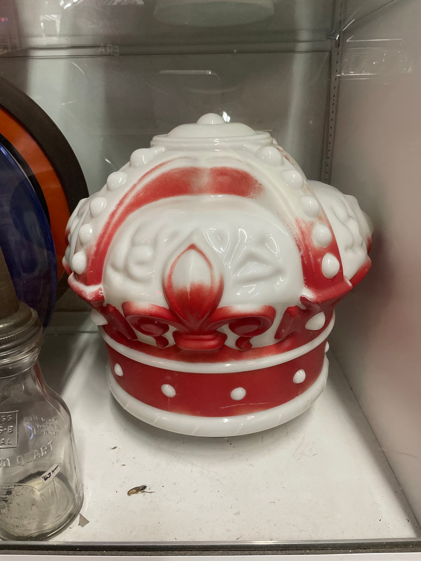 Standard Oil Crown Gas Pump Globe - Red/Milk Glass