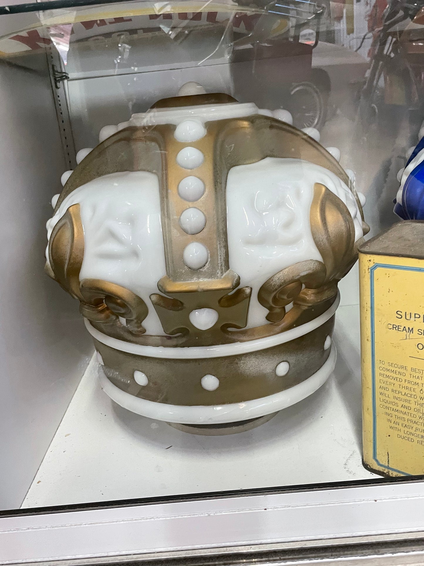 Standard Oil Crown Gas Pump Globe - Gold/Milk Glass