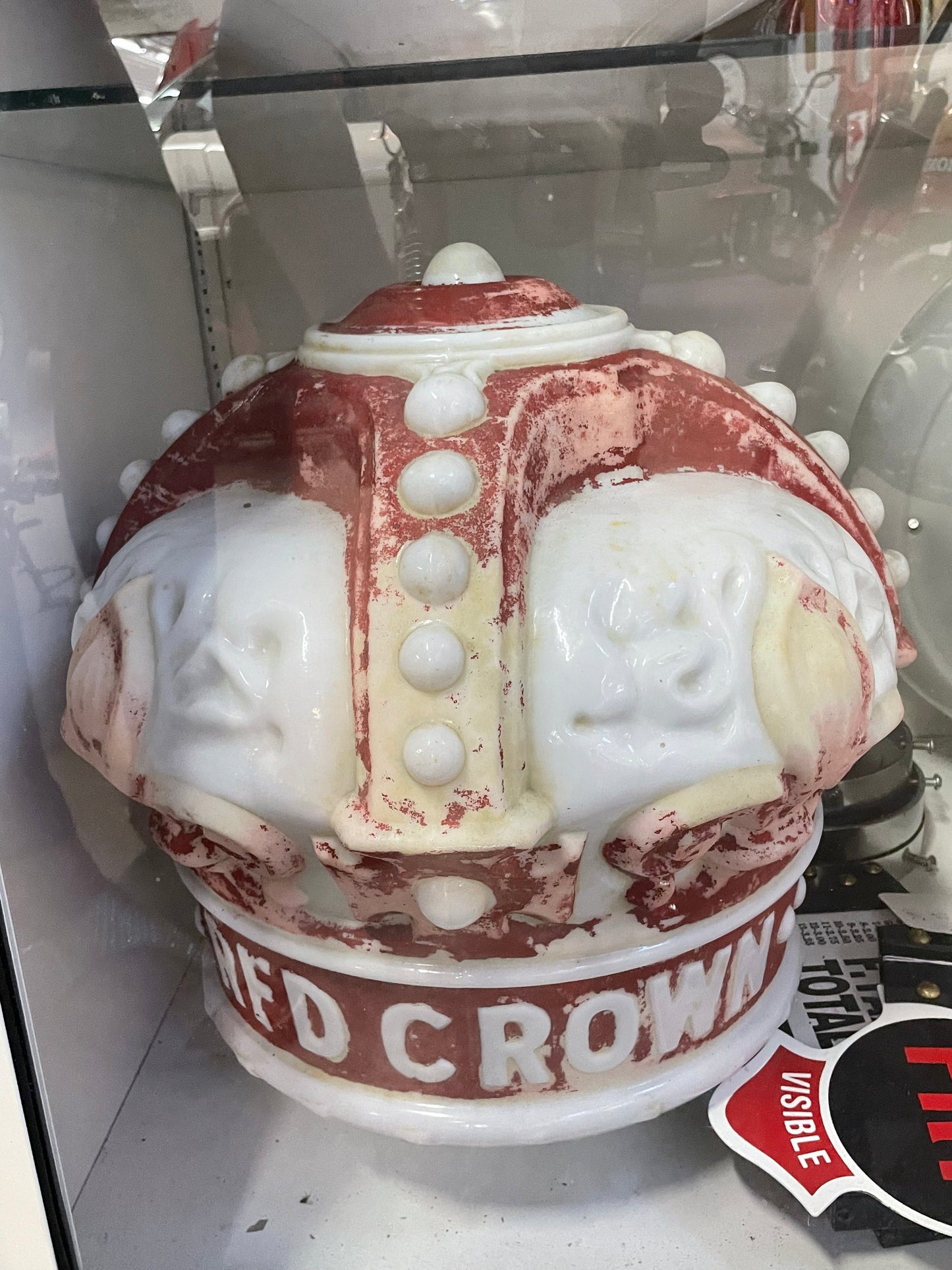 Standard Oil Crown Gas Pump Globe - Red/Milk Glass w/ Script