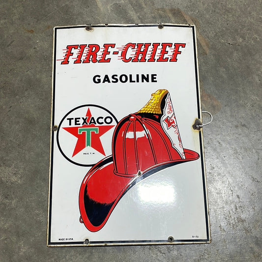 Texaco Fire Chief Gasoline w/Hat Pump Plate Vintage SSP (@RA)