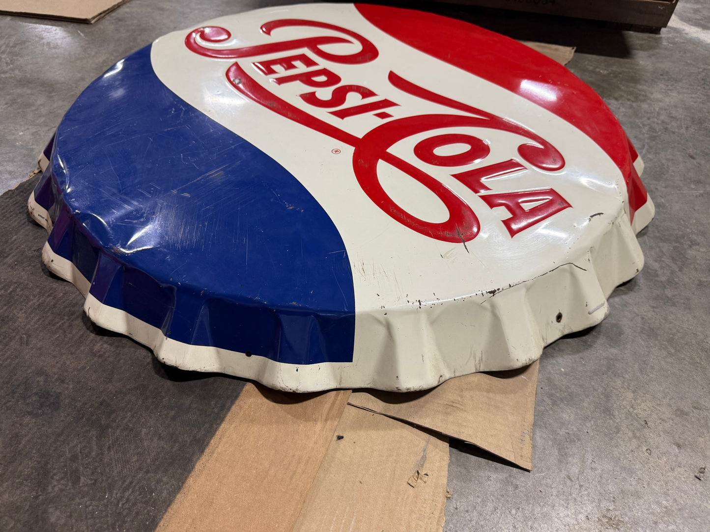 Pepsi-Cola Embossed Bottle Cap SST Sign - Vintage
