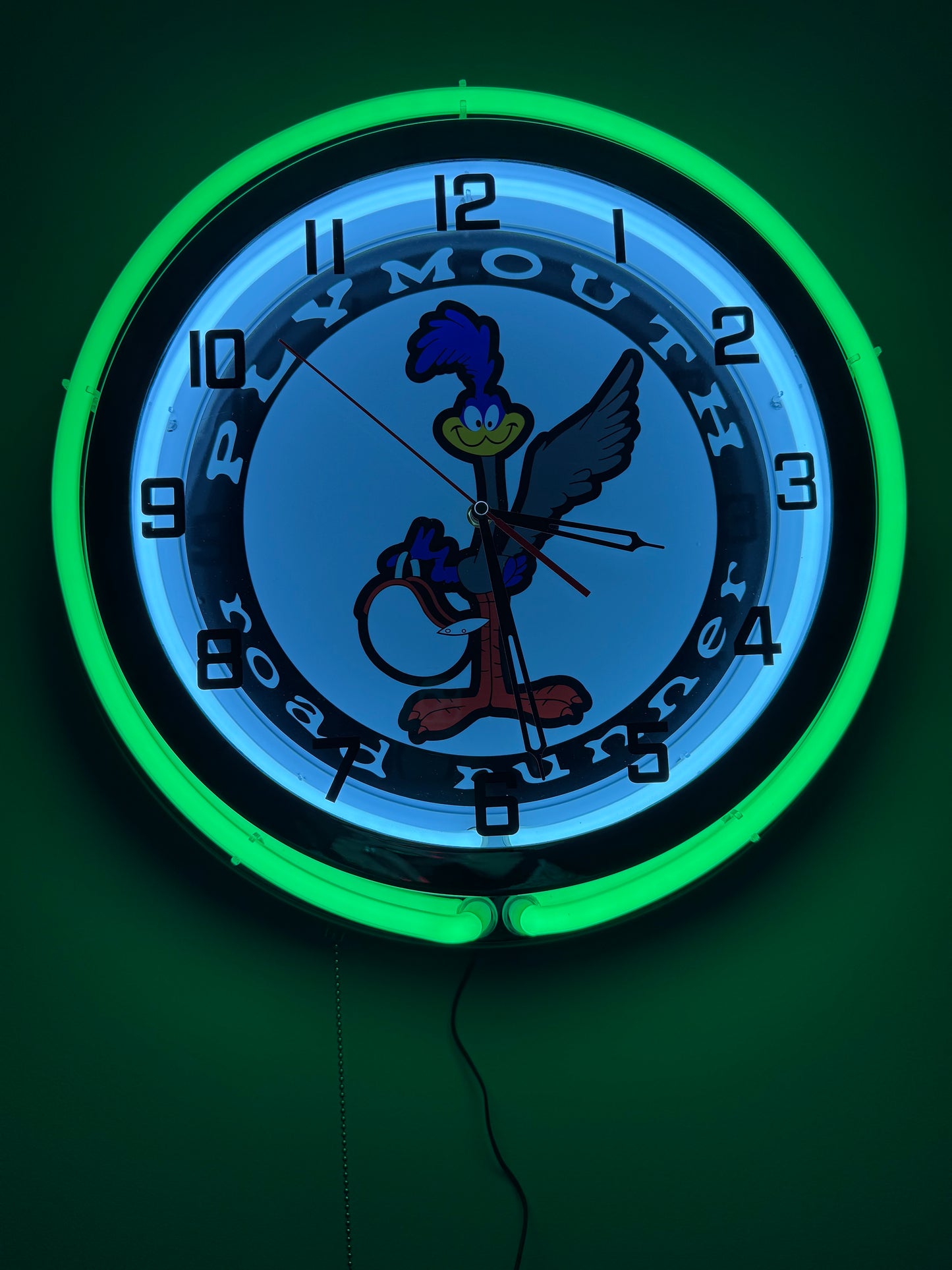 Road Runner Green Custom Neon Clock