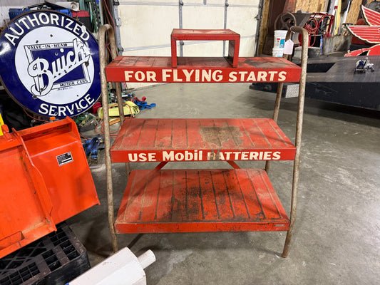 Mobil Service Station Auto Batteries Display Shelf Rack - Vintage