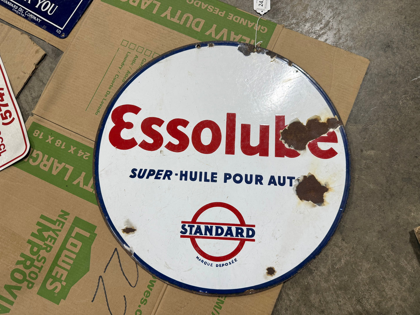 French Essolube  automotive Oil DSP Advertising Sign - Vintage
