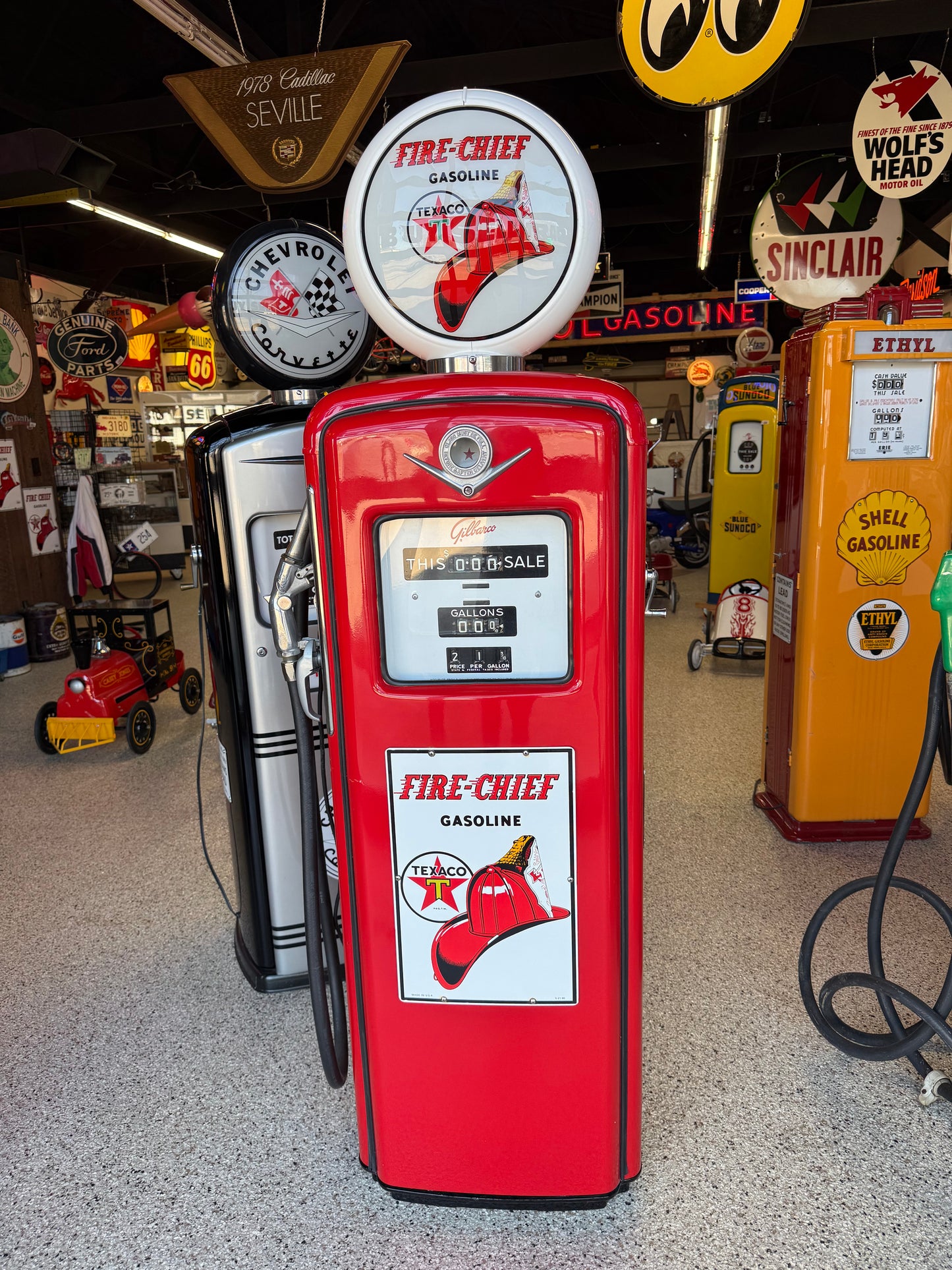 Texaco Fire Chief Gasoline Pump with Fire Hat Globe