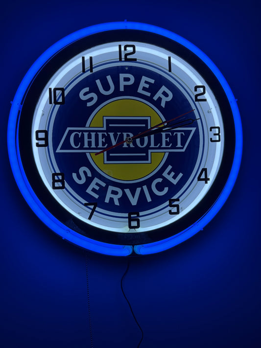 Super Chevy Blue Custom Neon Clock