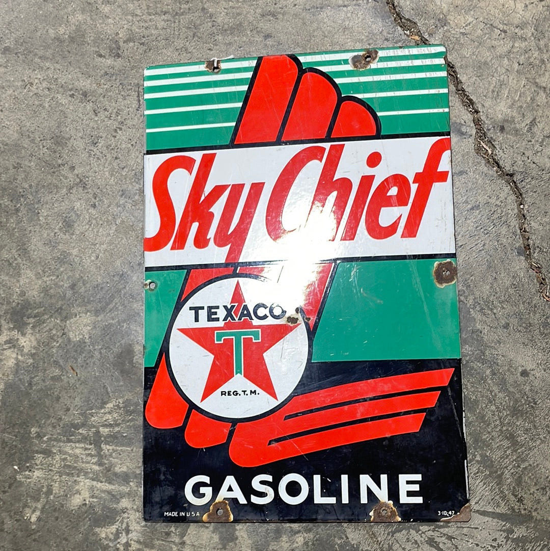 Texaco Sky Chief Gasoline Pump Plate Vintage SSP