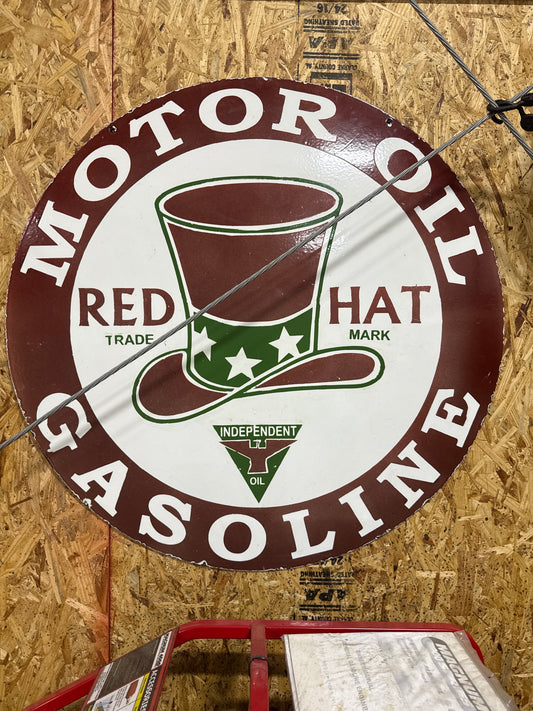 Red Hat Motor Oil Gasoline  DSP Sign