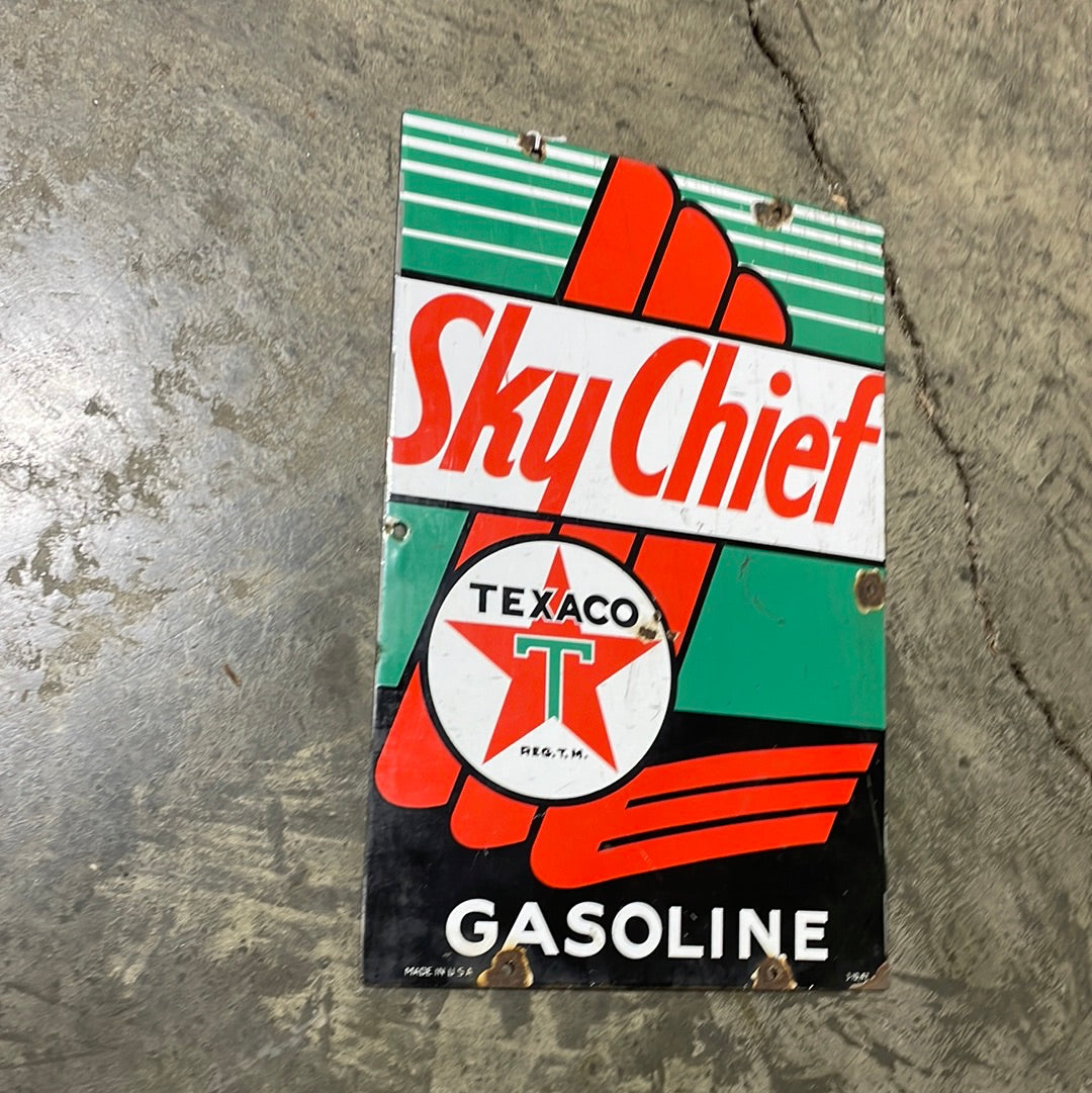 Texaco Sky Chief Gasoline Pump Plate Vintage SSP