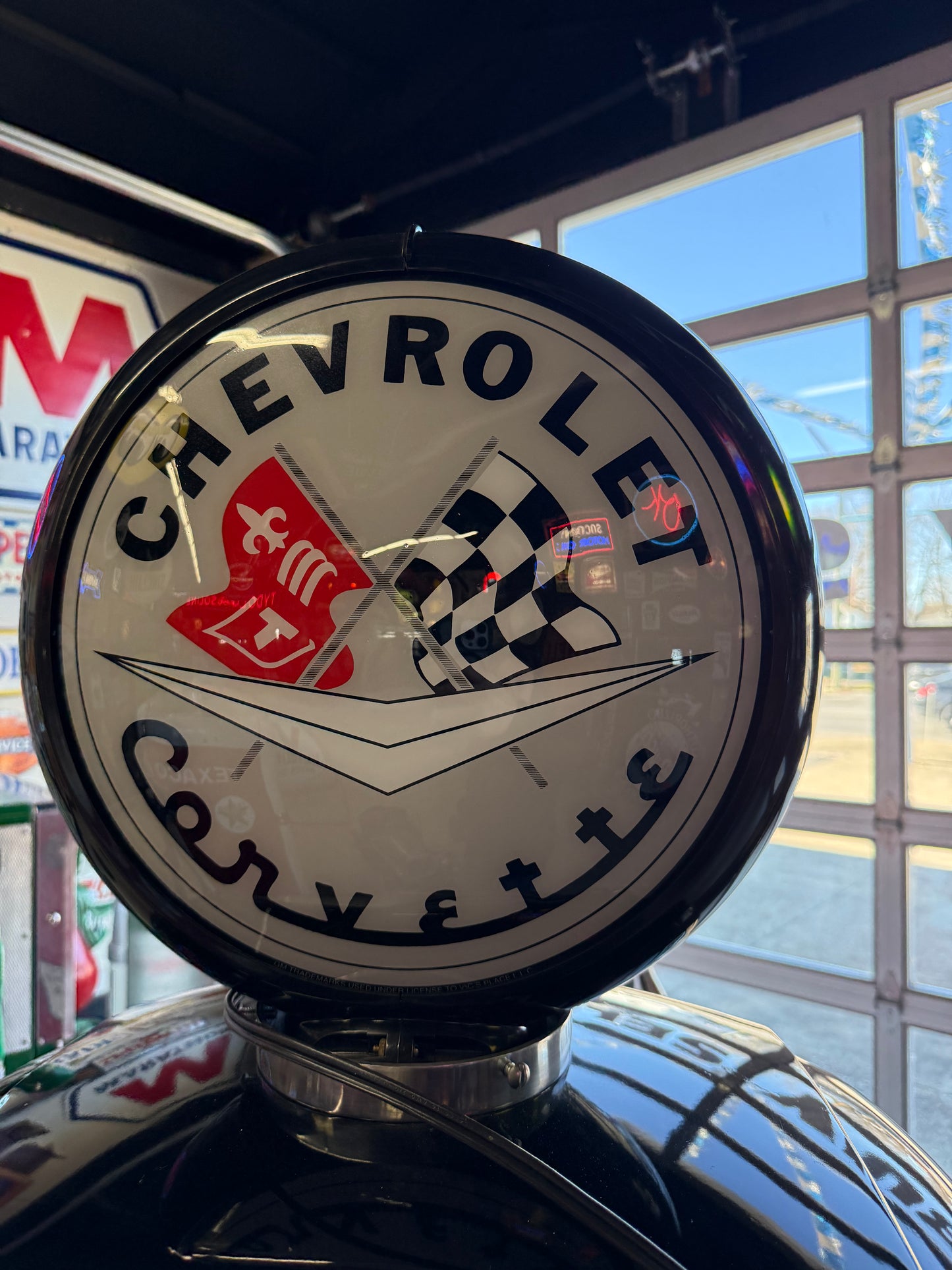 Corvette Gasoline Pump with Chevrolet Corvette Globe