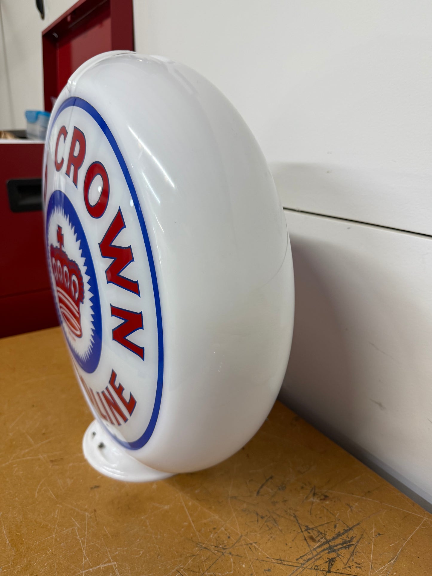 Red Crown Gas Pump Globe
