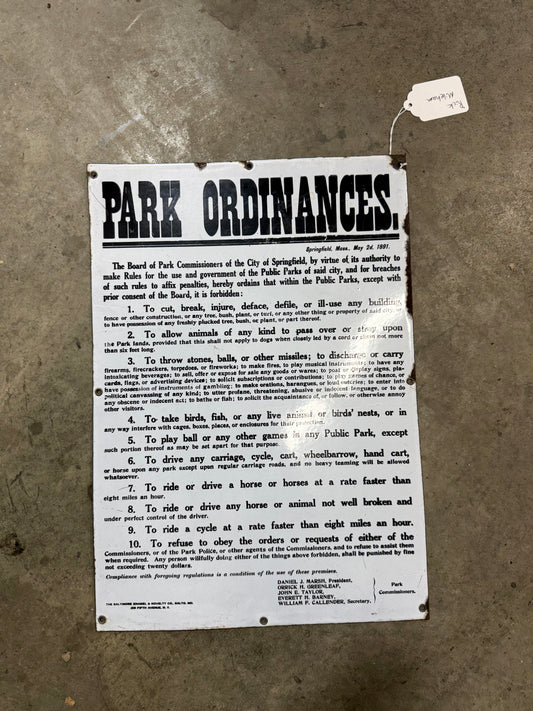 Park Ordinances Sign