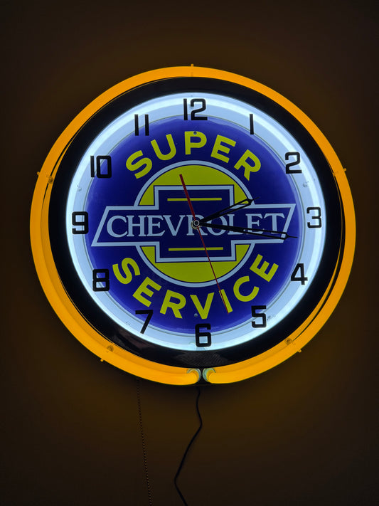 Super Chevy Yellow Custom Neon Clock