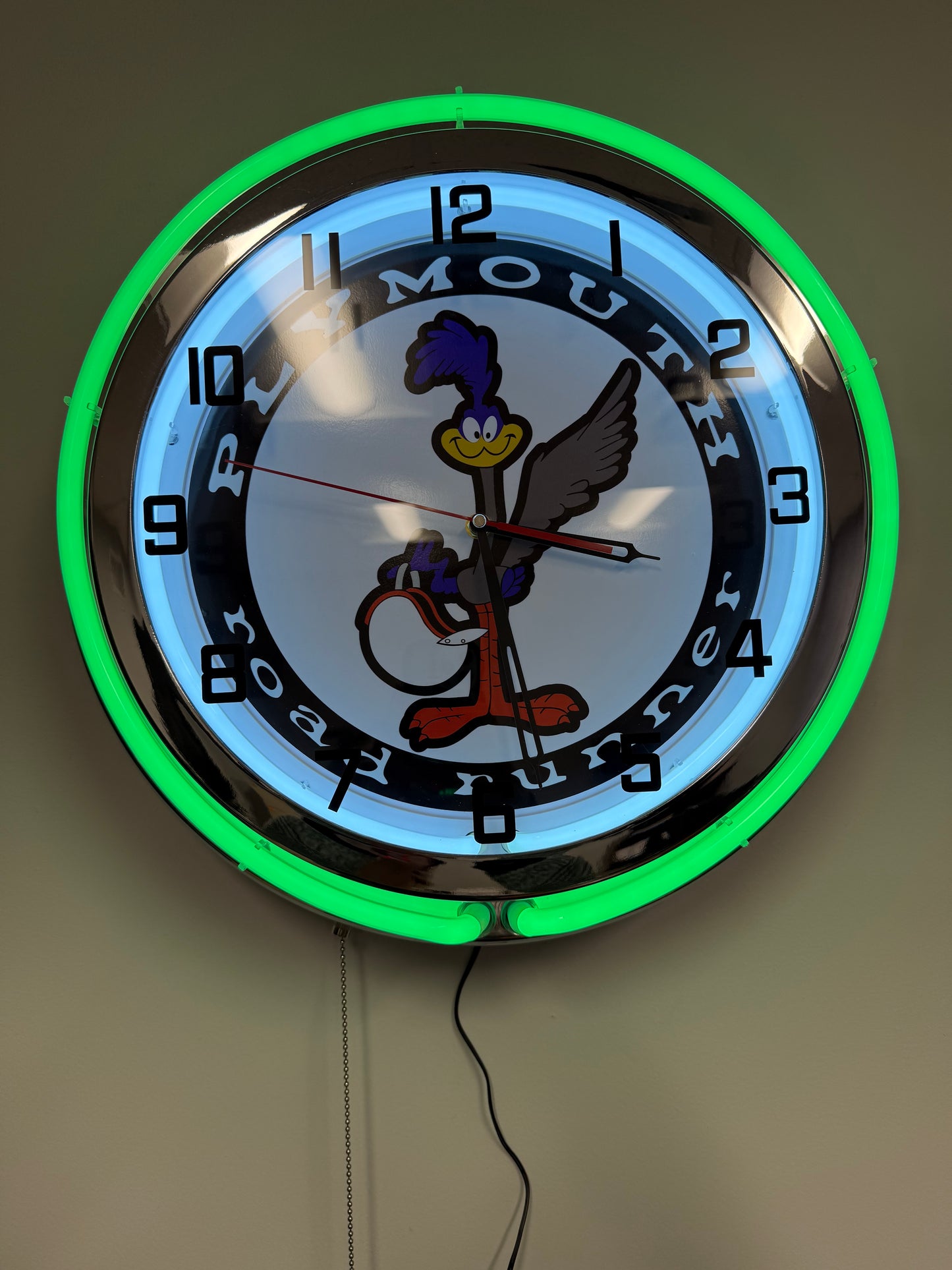 Road Runner Green Custom Neon Clock