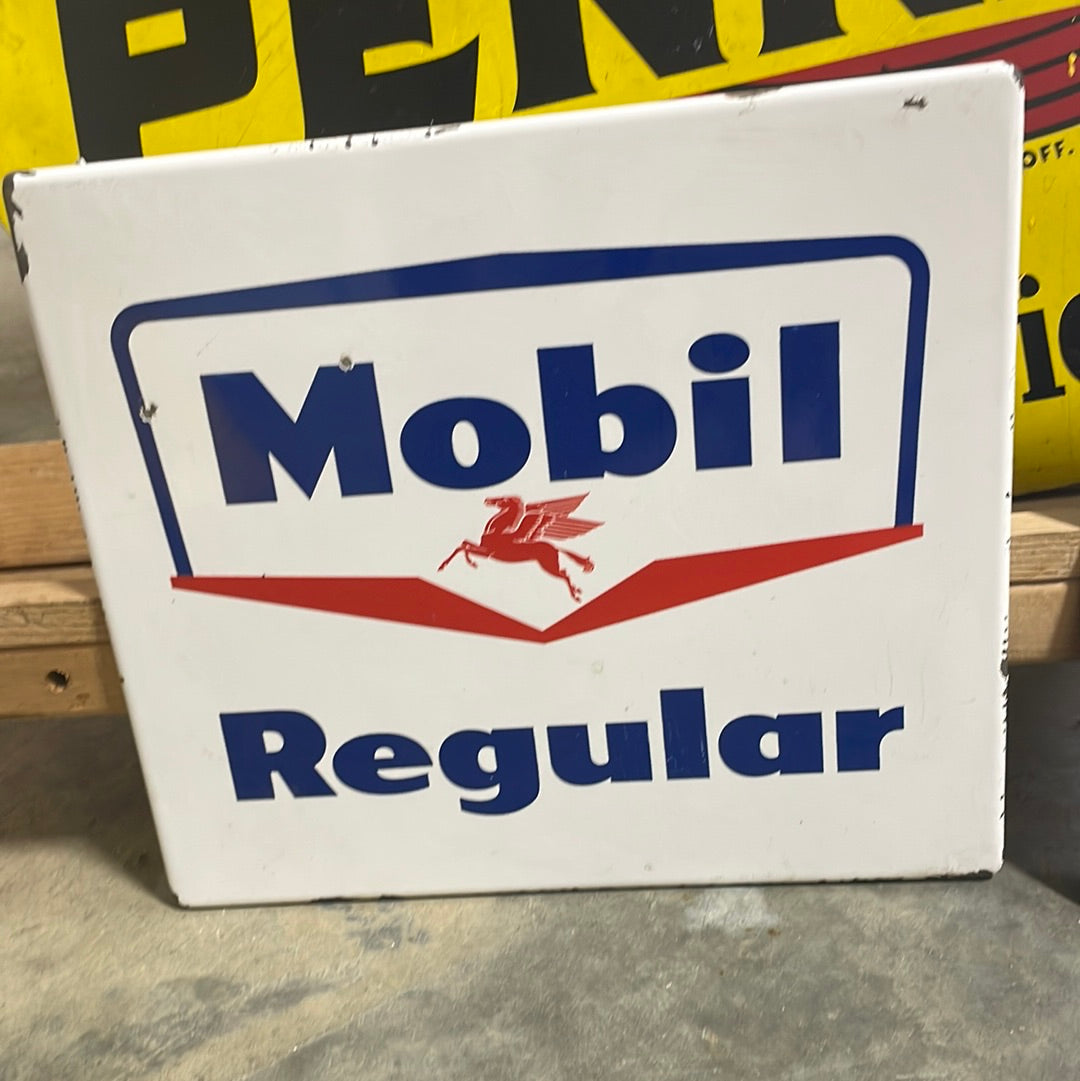 Mobil Regular w/Pegasus Porcelain Pump Sign