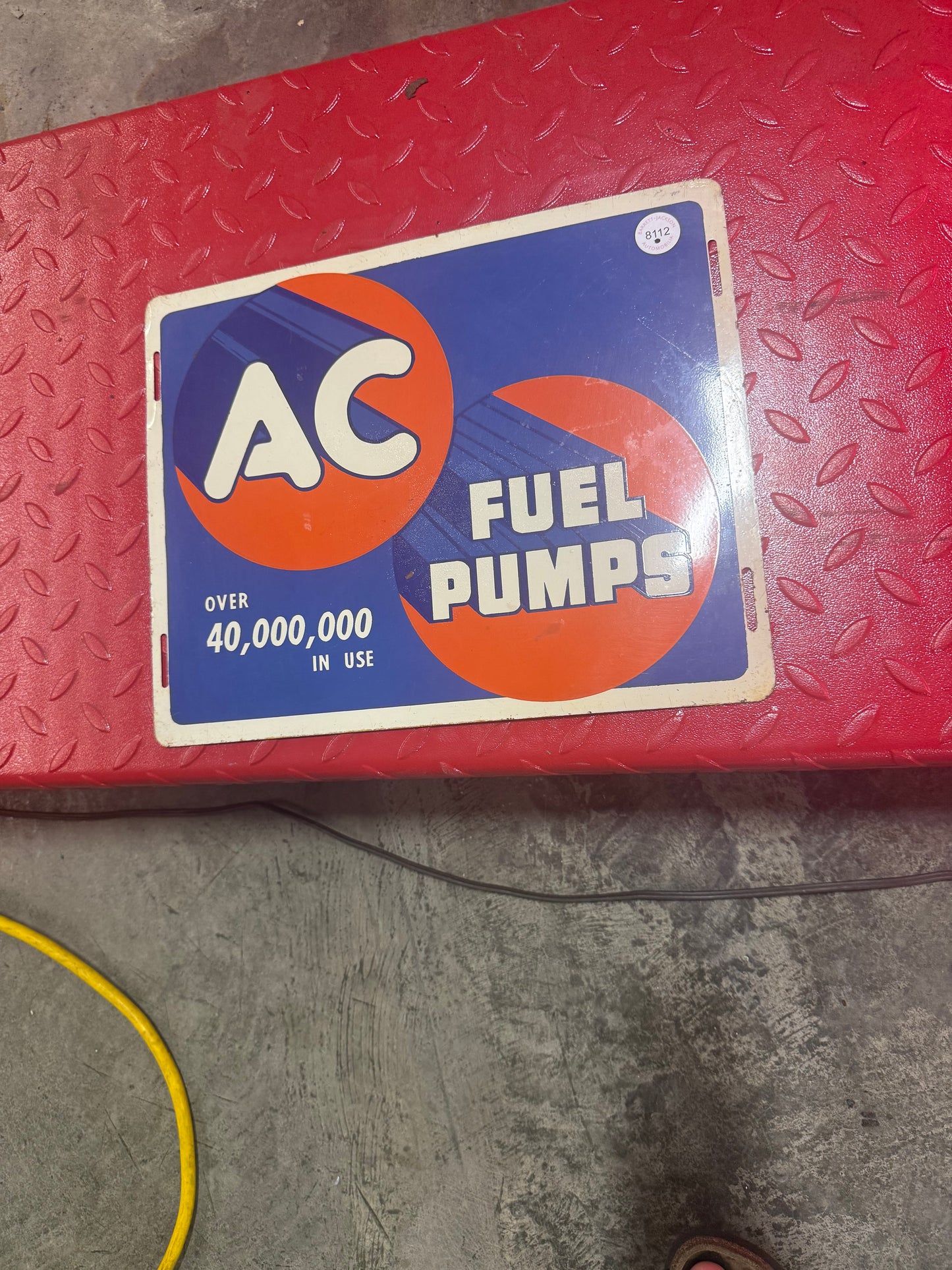 AC Fuel Pumps 1940s Tin Sign
