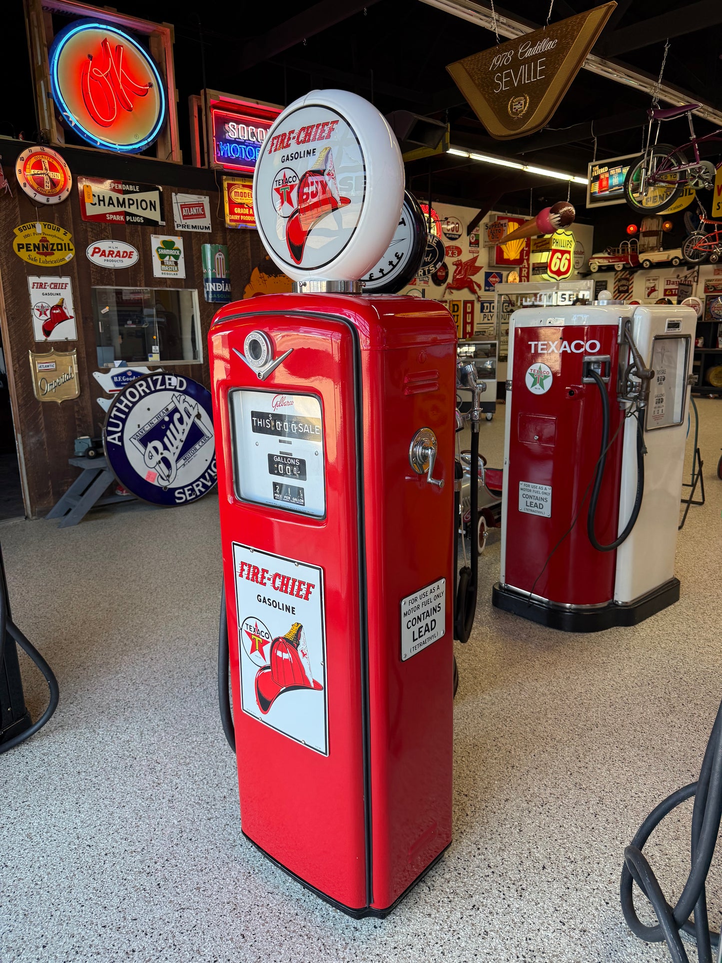 Texaco Fire Chief Gasoline Pump with Fire Hat Globe