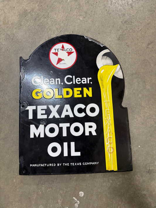 Texaco Motor Oil Porcelain Flange Sign