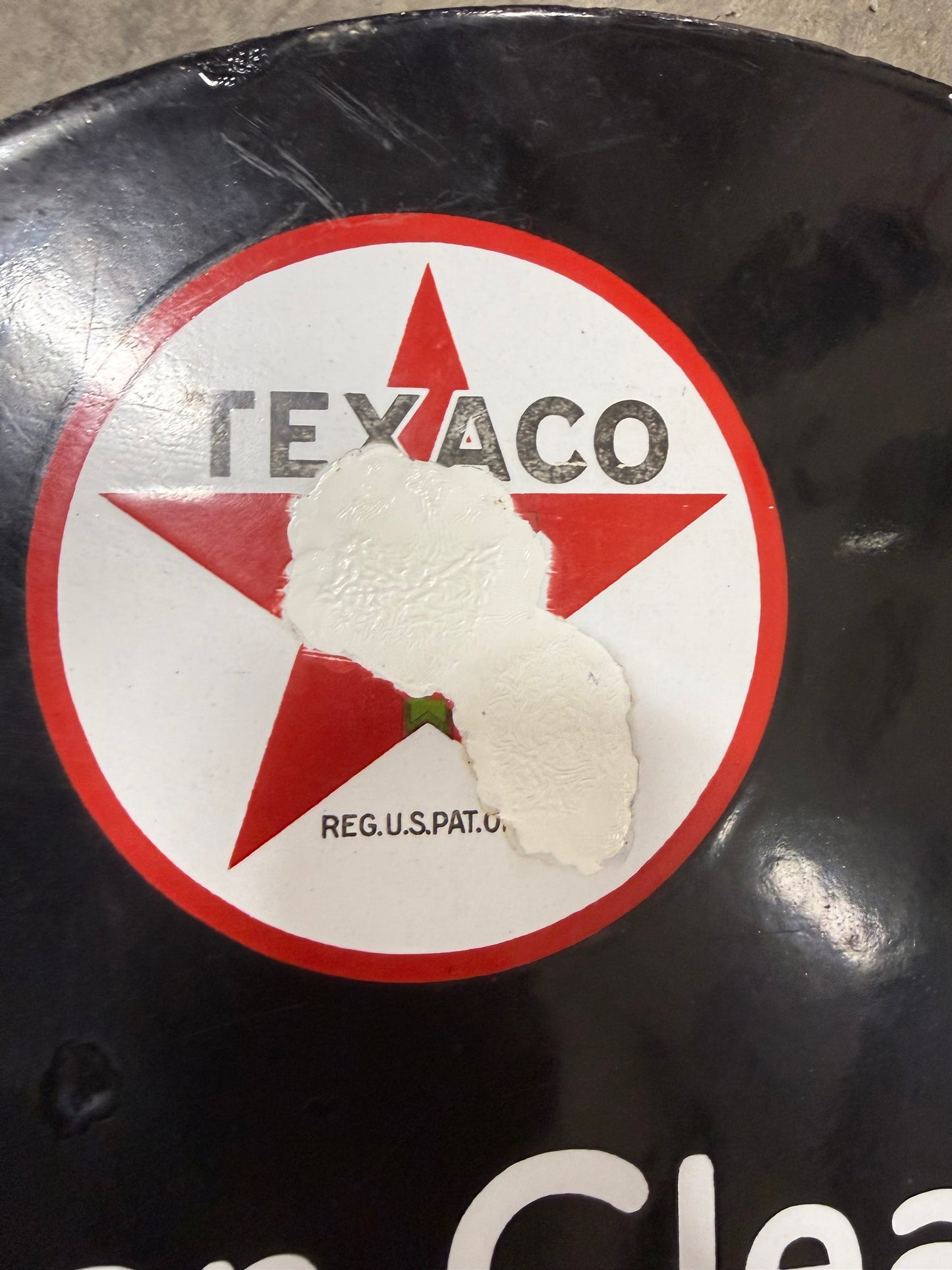 Texaco Motor Oil Porcelain Flange Sign