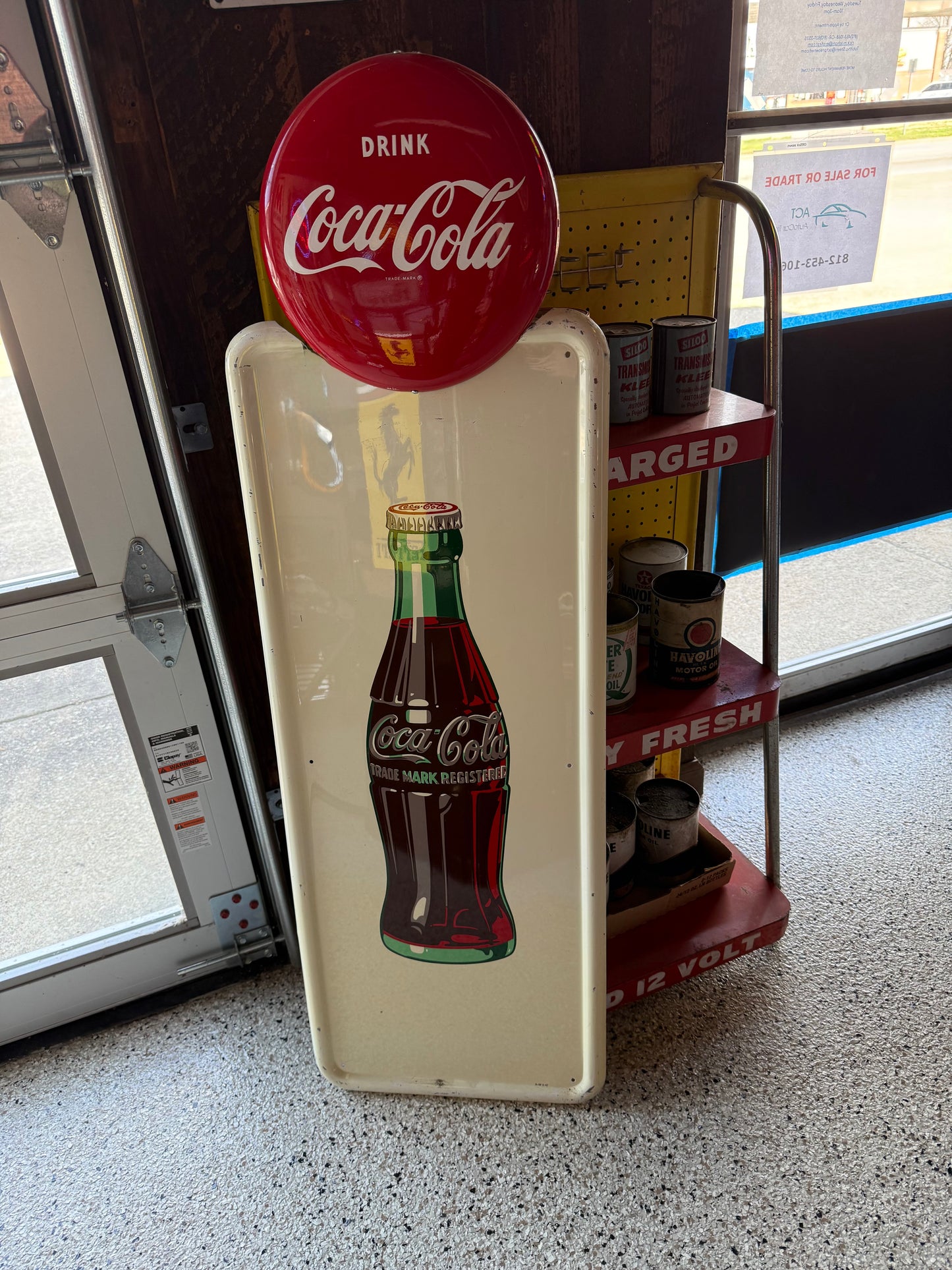 Coca-Cola Sign with Attached 12" Button
