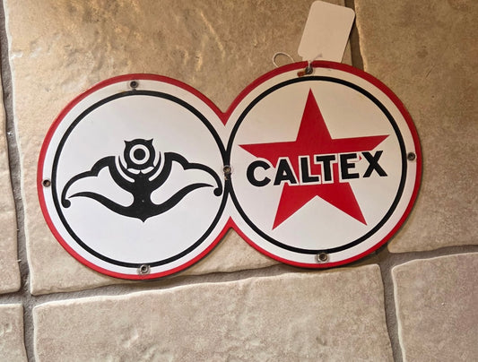 Caltex Star Logo Eight-Ball SSP Advertising Sign TAC Authenticated