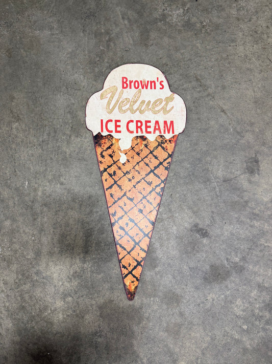 Brown's Velvet Ice Cream Cone Cut Out Sign