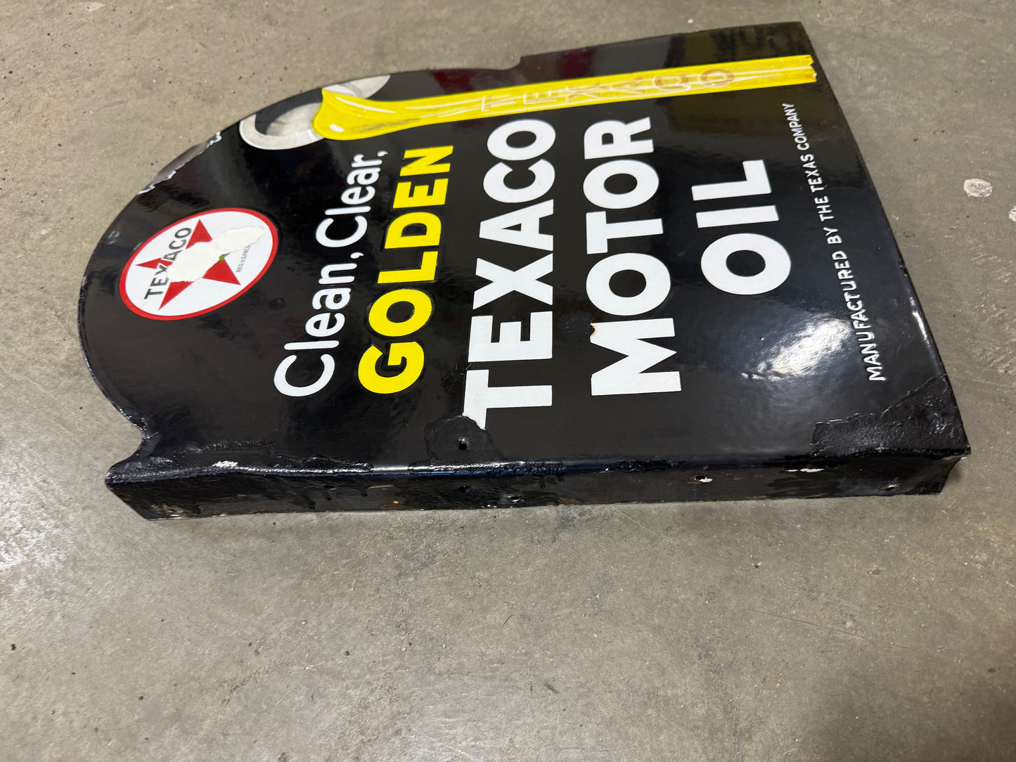 Texaco Motor Oil Porcelain Flange Sign