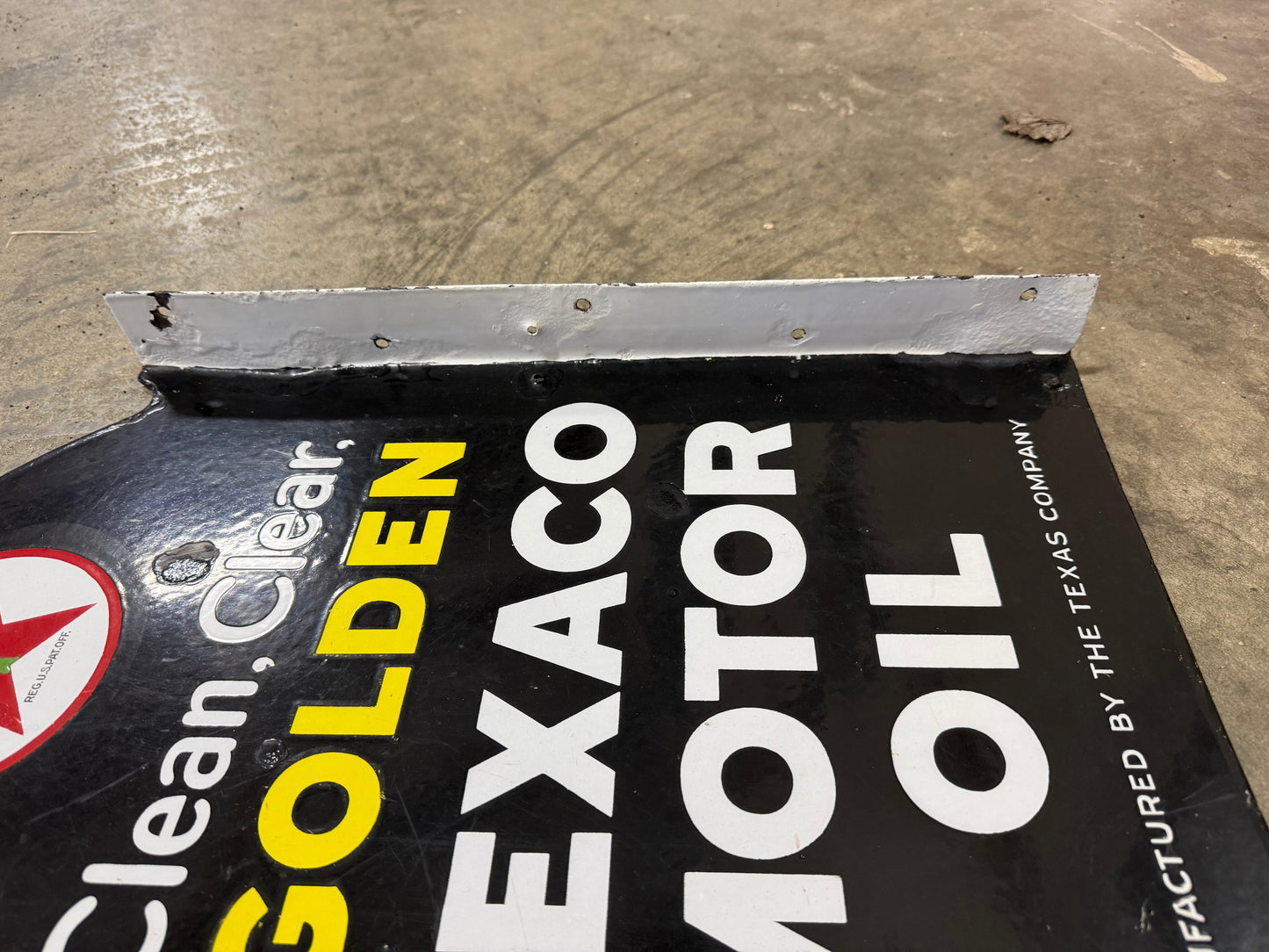 Texaco Motor Oil Porcelain Flange Sign