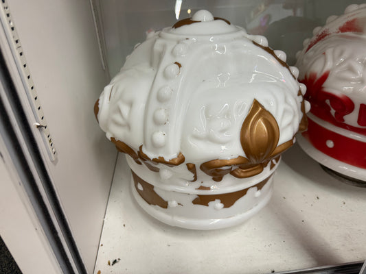 Standard Oil Crown Gas Pump Globe - Gold/Milk Glass