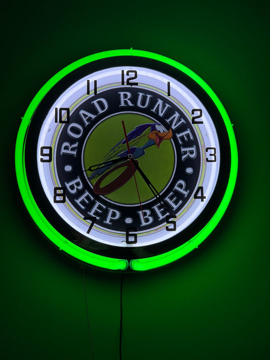Road Runner Custom Neon Clock - Green 2