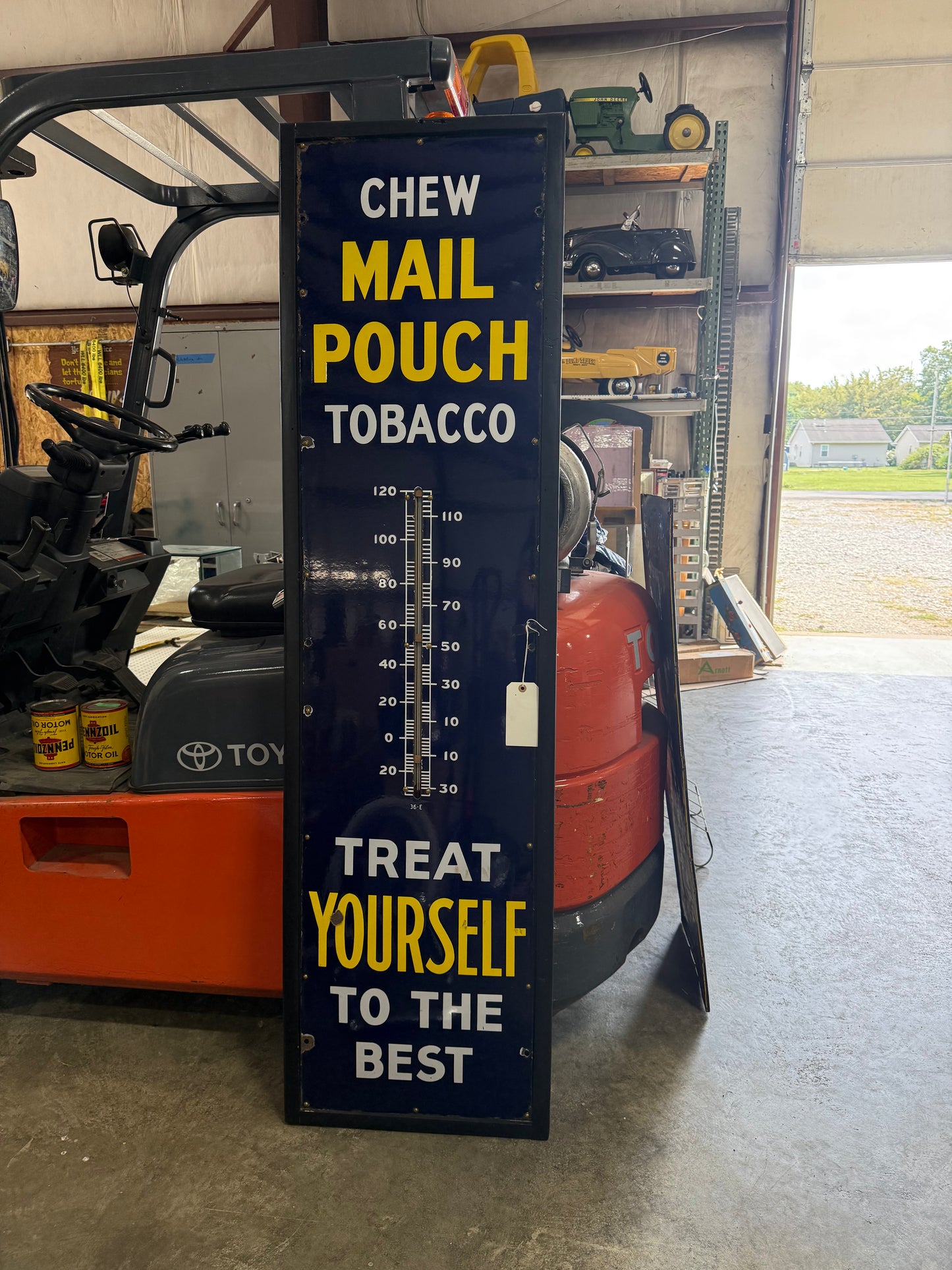 1936 Mail Pouch Tobacco Porcelain Thermometer