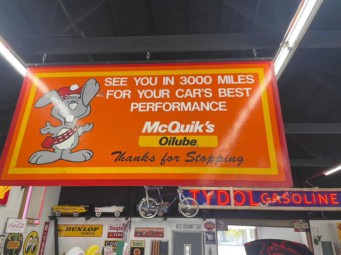 McQuik's Oillube Wooden SS Hanging Sign