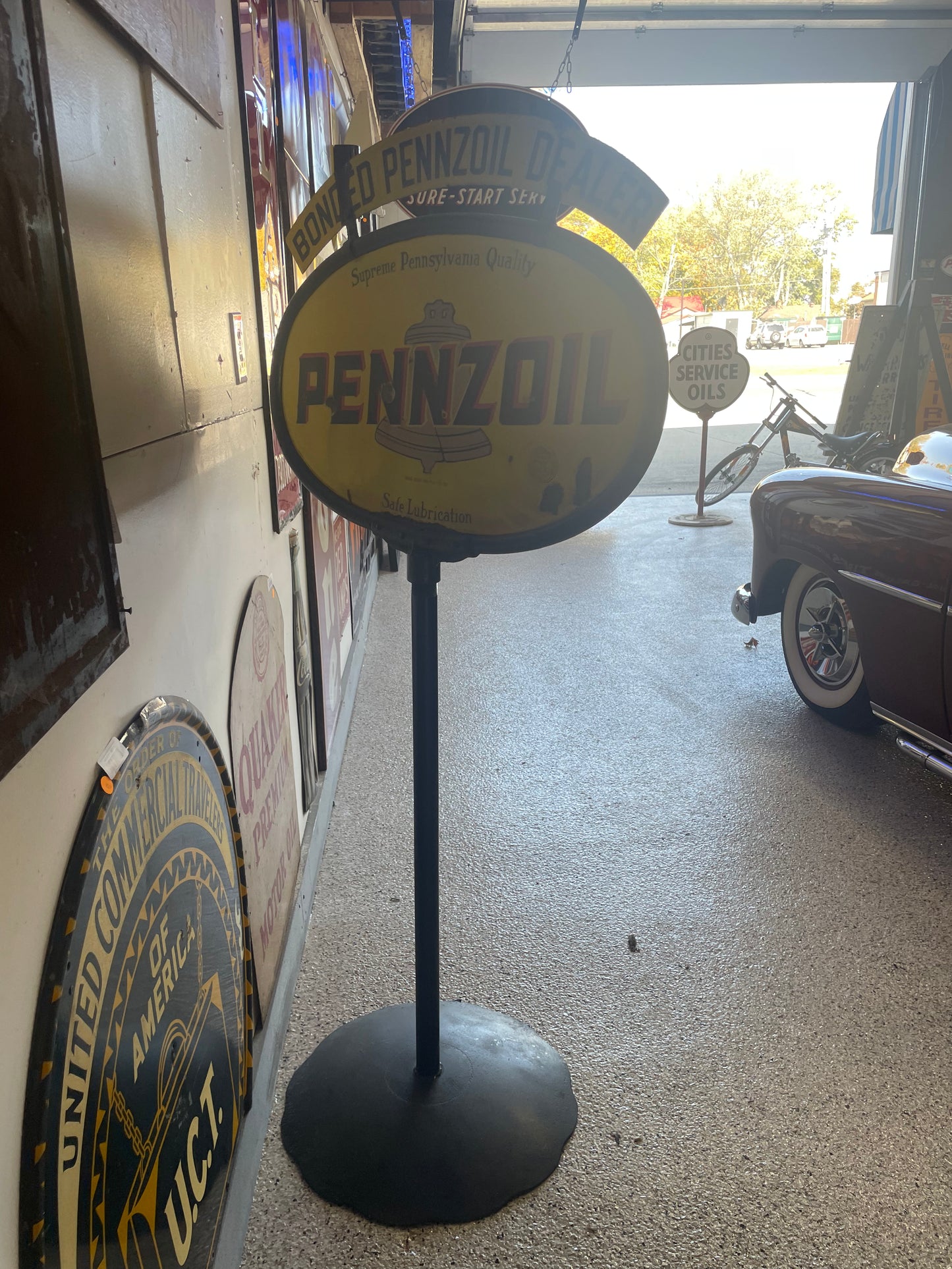 Pennzoil Curb Sign with Marquee