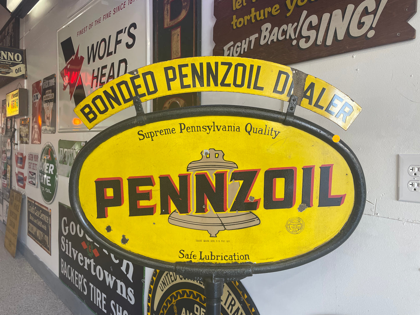 Pennzoil Curb Sign with Marquee