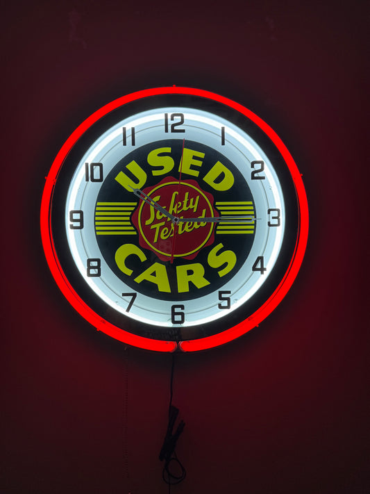 Safety Tested Custom Neon Clock - Chrome w/Red Neon
