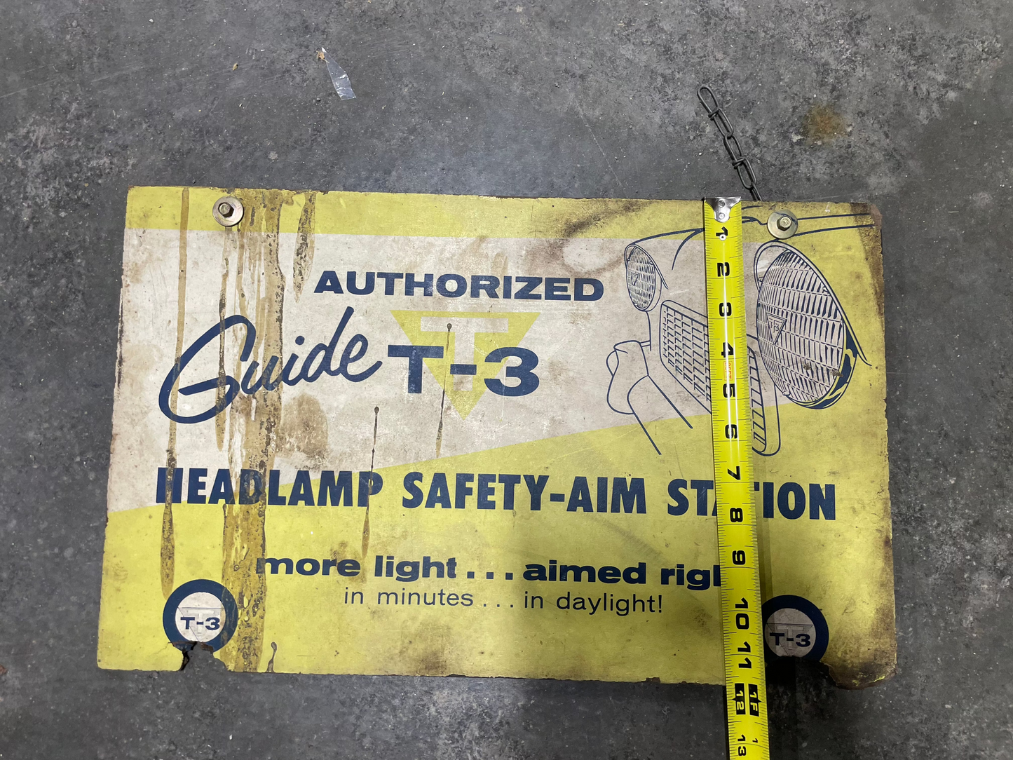T-3 Headlight Aim Station Masonite Sign